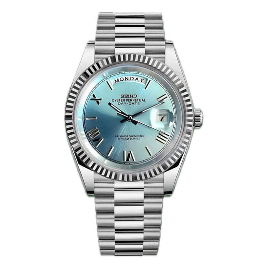 Seiko date ijsblauw