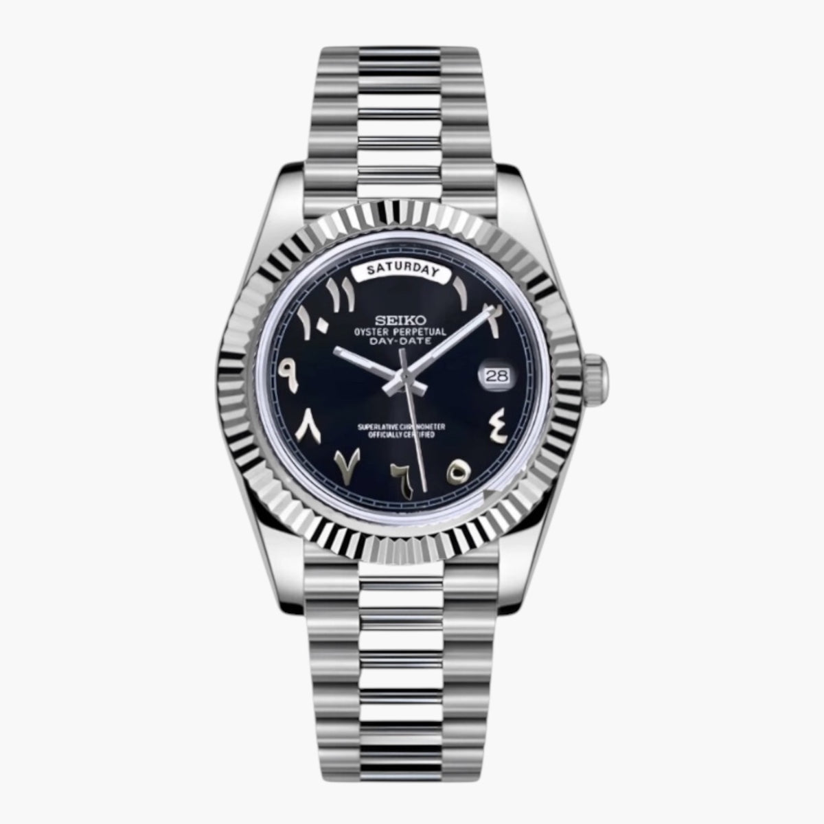 Seiko date zwart Arabisch