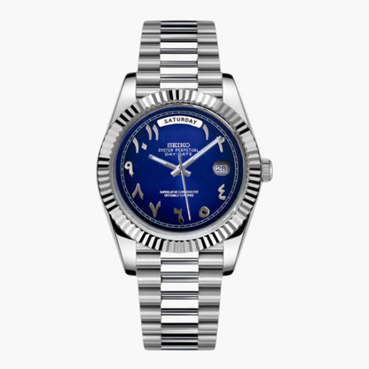 Seiko date blauw Arabisch