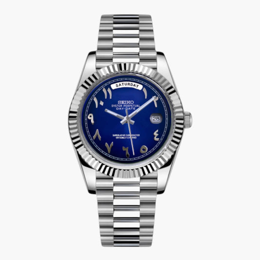 Seiko date blauw Arabisch