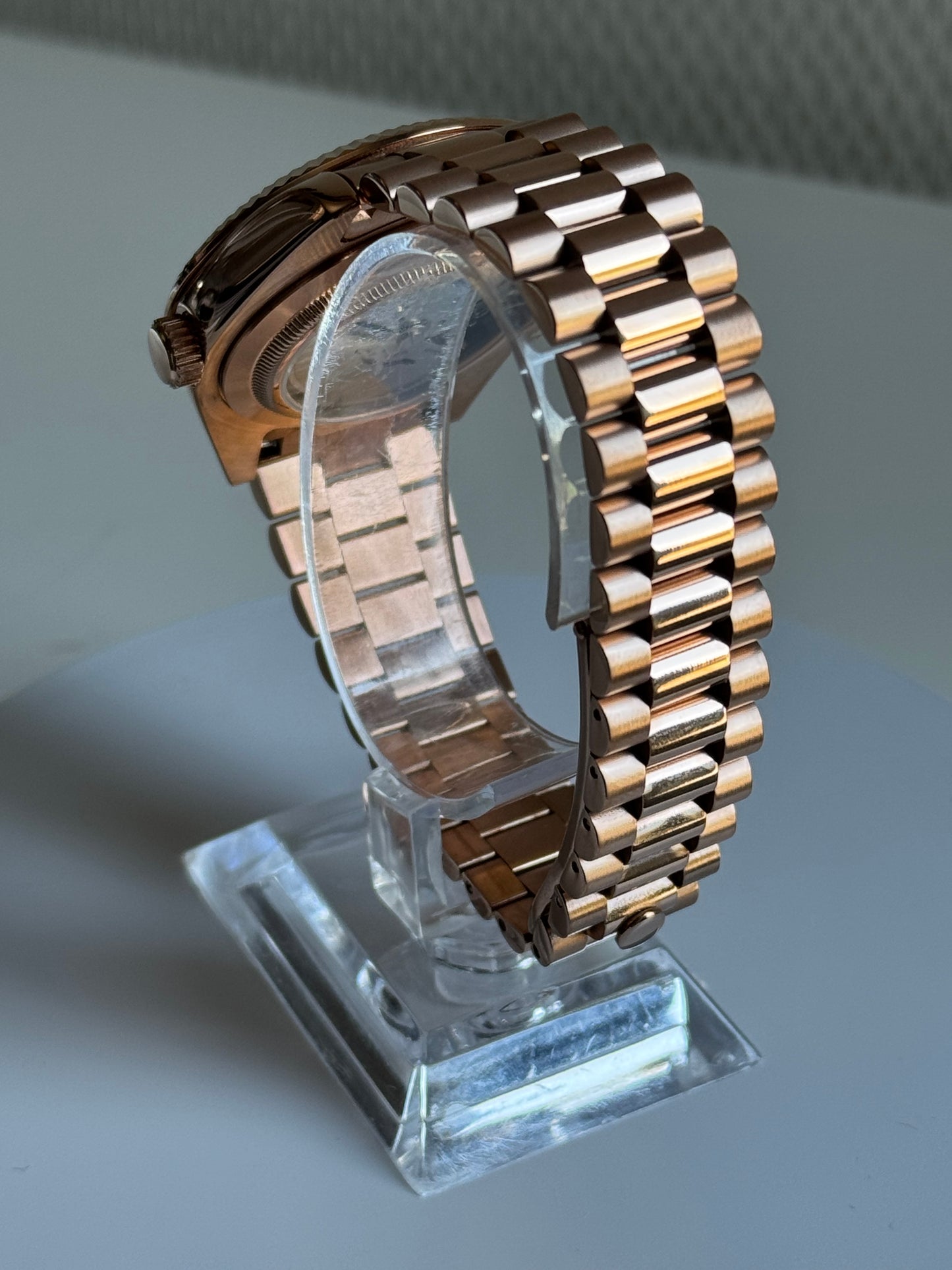 Seiko date mint groen rosé goud