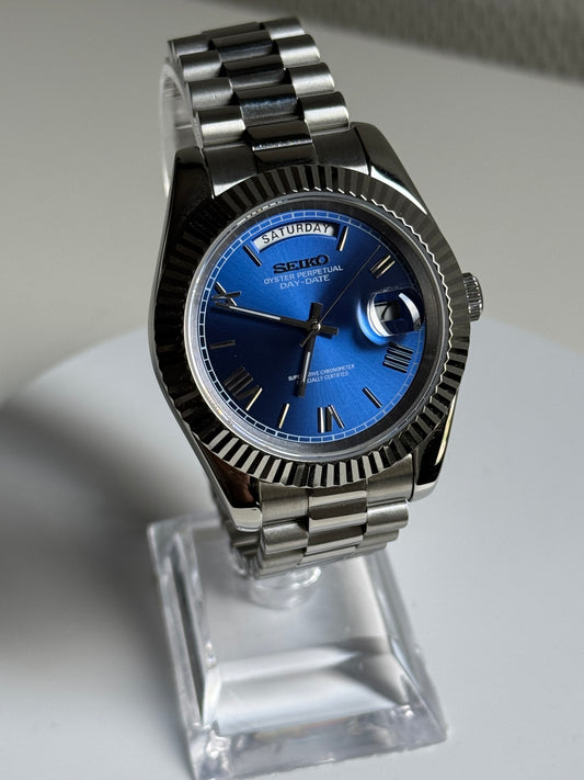 Seiko date blauw