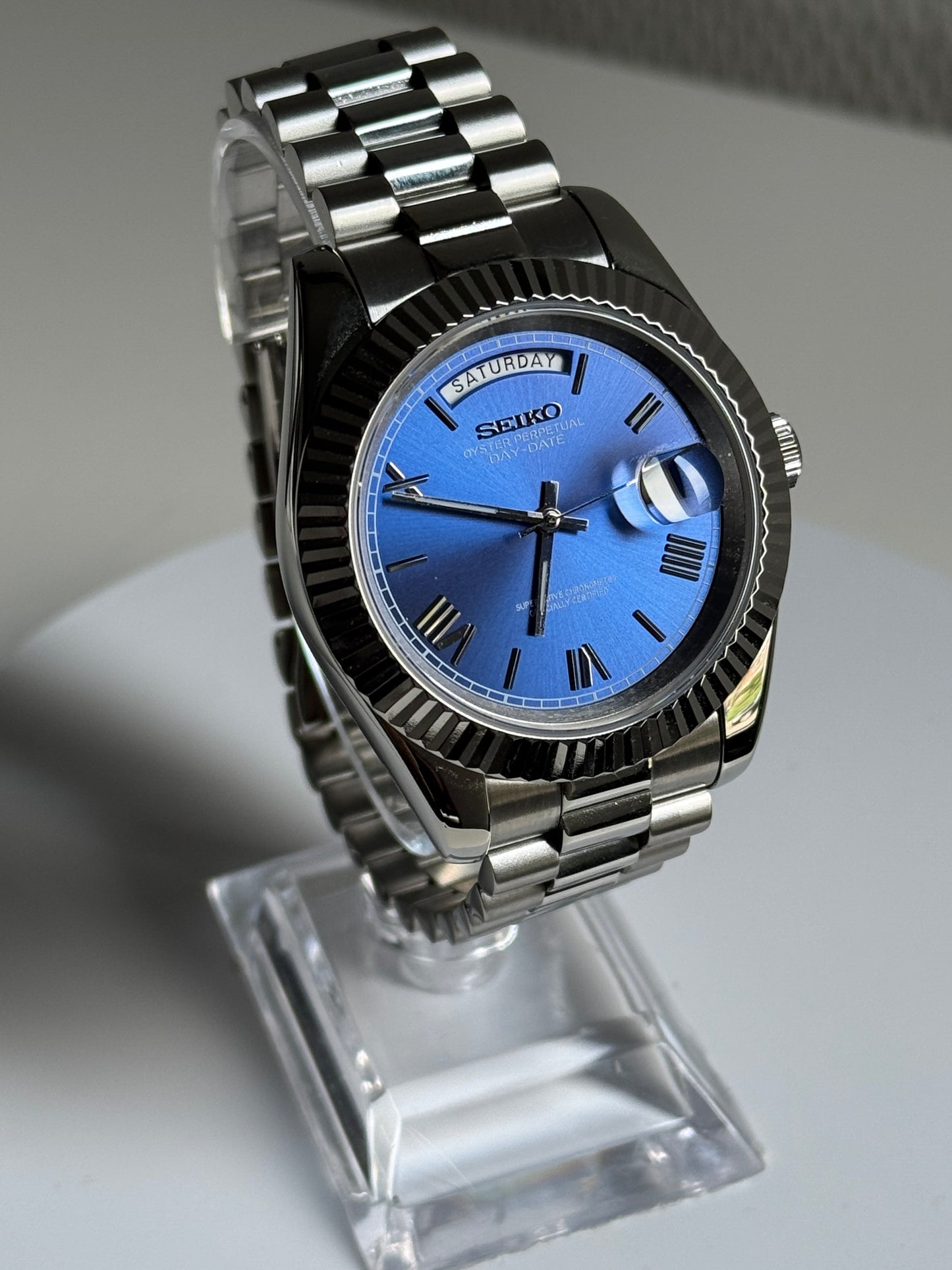 Seiko date blauw