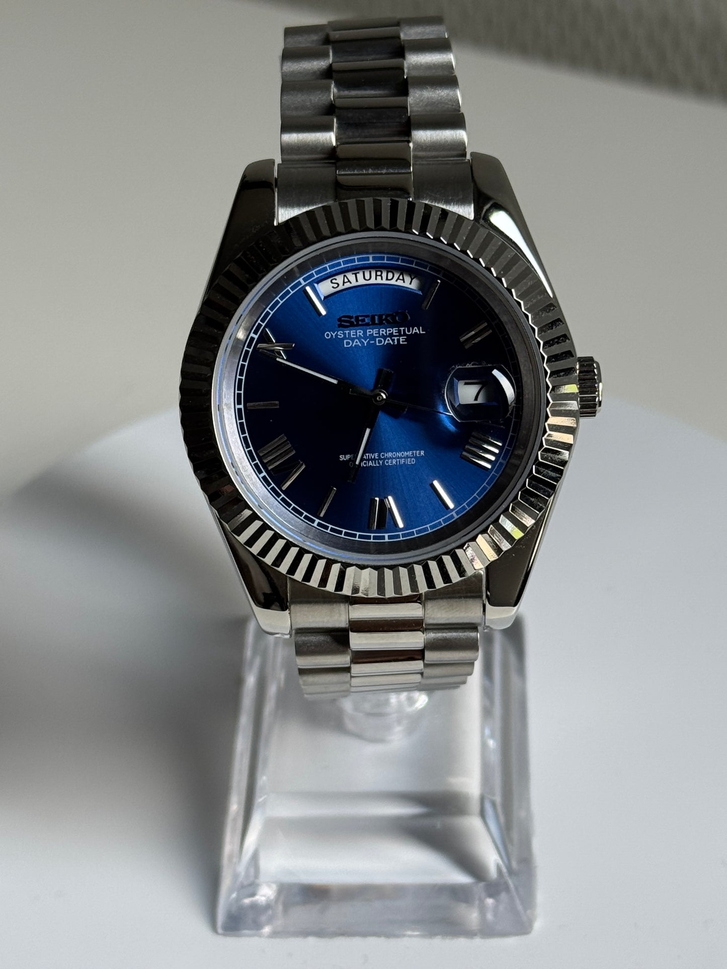 Seiko date blauw