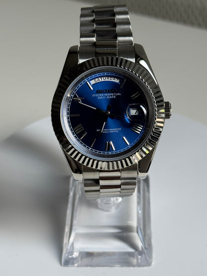Seiko date blauw