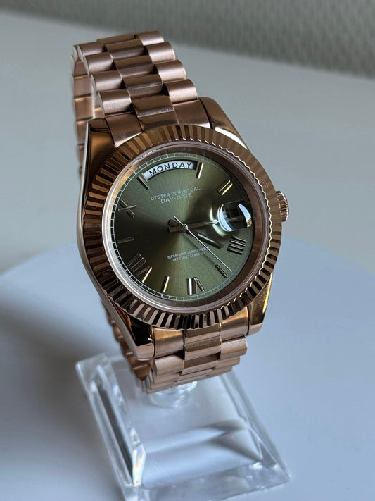 SeikoDate rose goud olijf groen