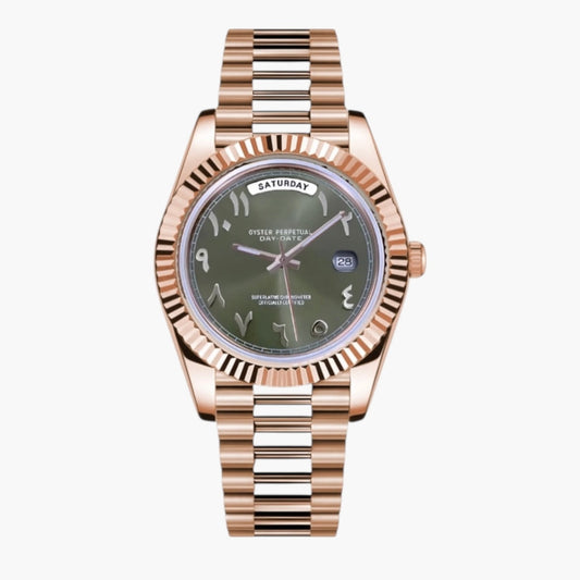 SeikoDate rose goud olijf groen arabisch