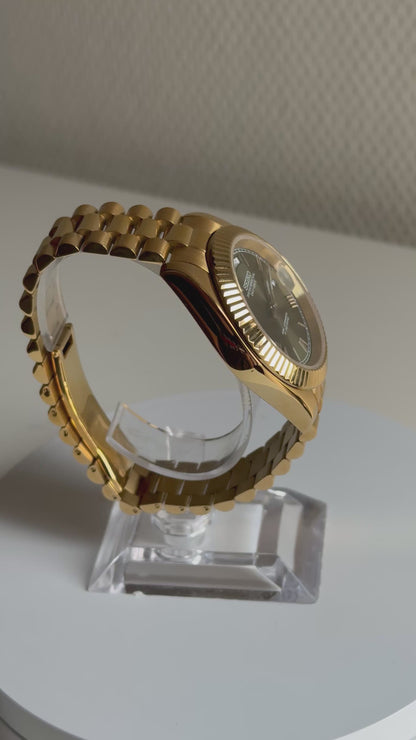 Seiko date mint groen goud