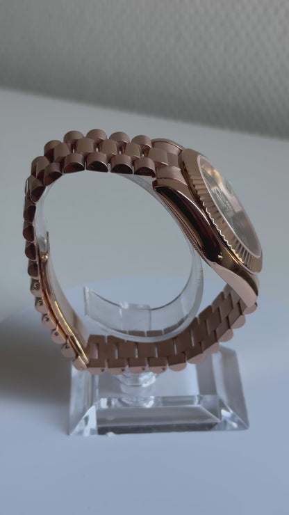 Seiko date mint groen rosé goud